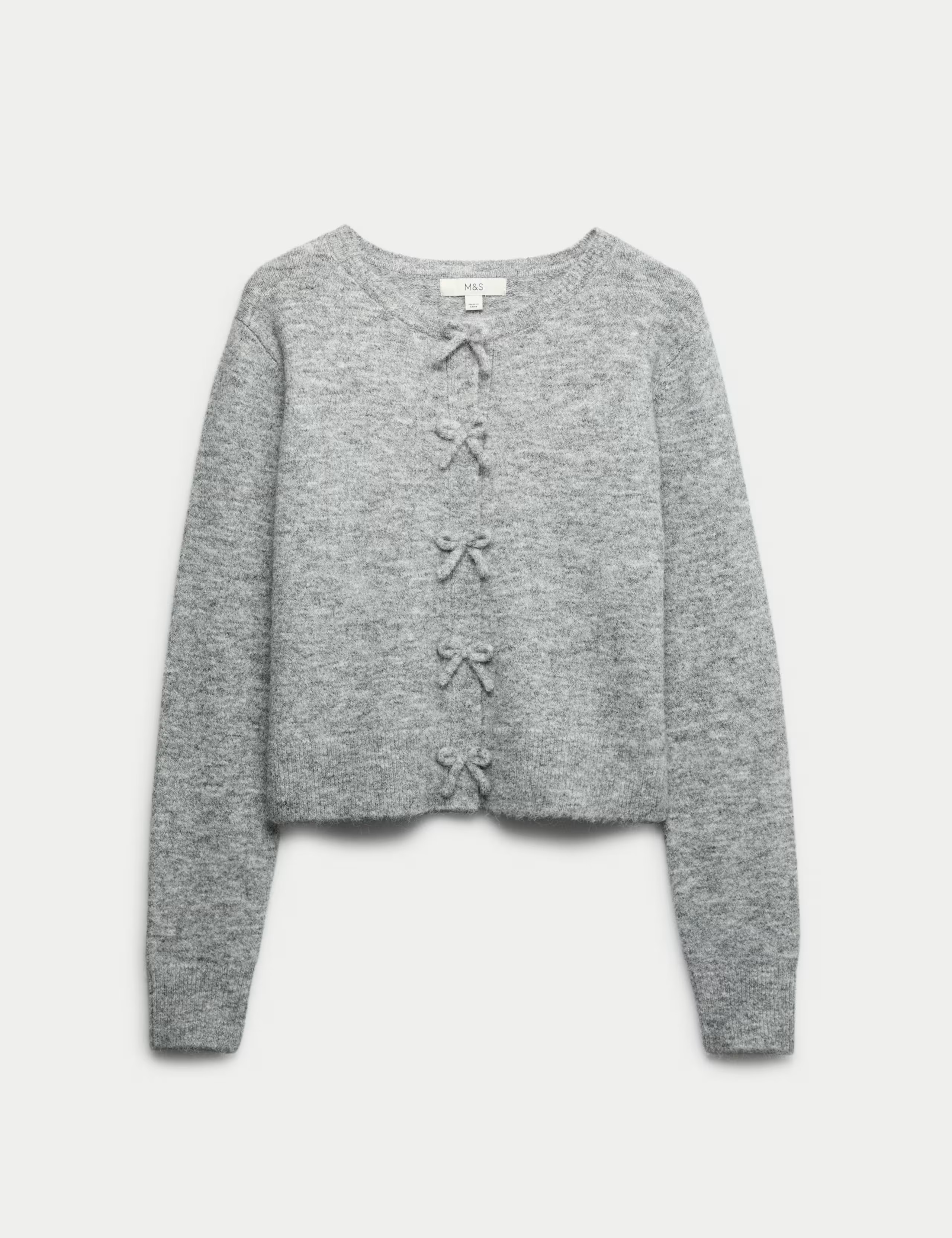 Bow Detail Cropped Cardigan With Wool | Marks & Spencer (UK)