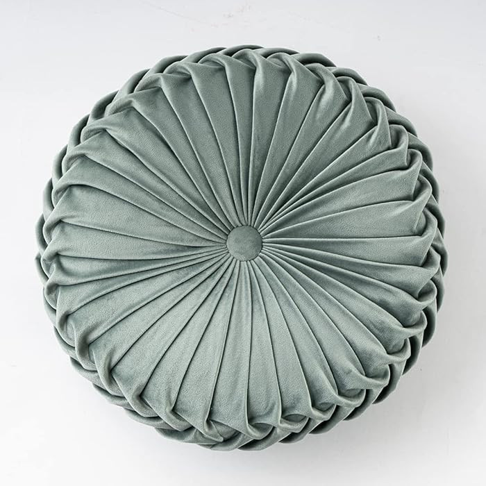 vctops Solid Velvet Seat Cushions Round Floor Pillows Thicken Chair Cushions Pleated Chair Pads S... | Amazon (US)