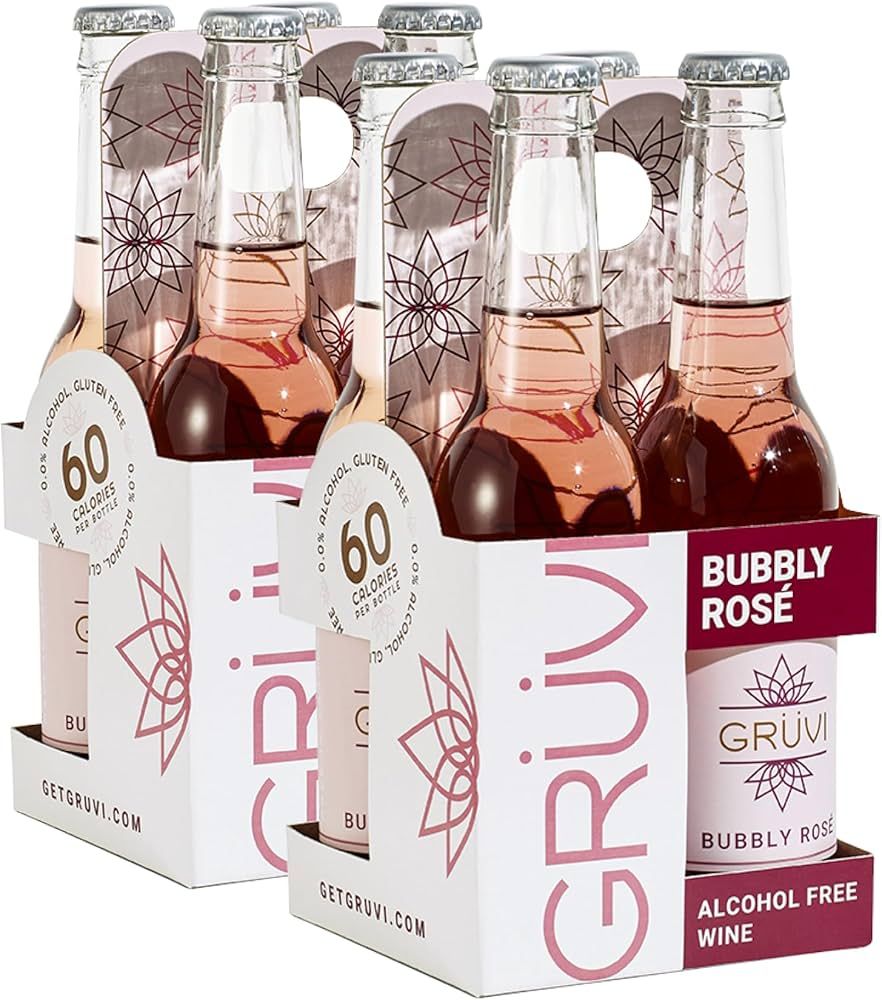 Gruvi Non-Alcoholic Bubbly Rose, 8 Bottles, 60 calories per serving, 0% ABV, Non Alcoholic Sparkl... | Amazon (US)