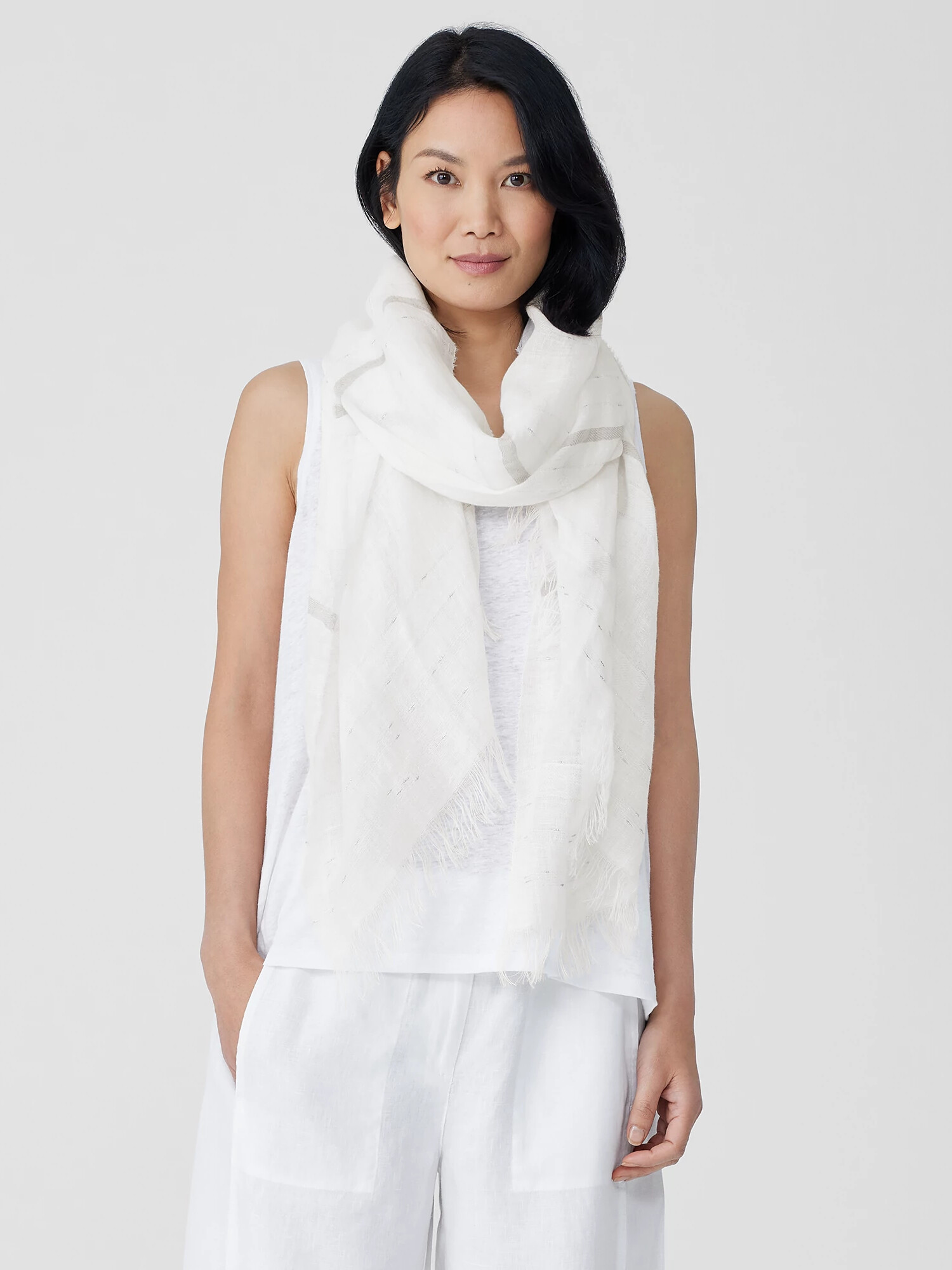 Striped Linen Shimmer Scarf | Eileen Fisher