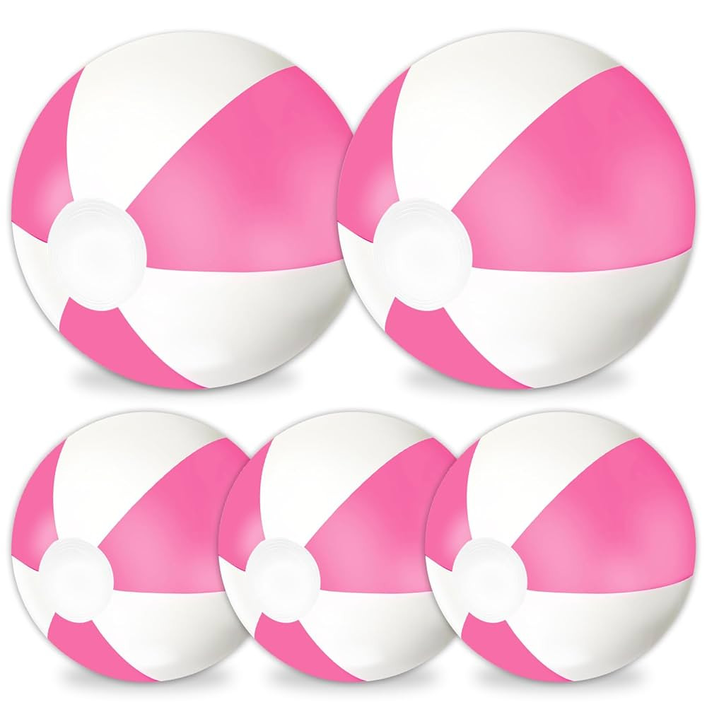 Whaline 5Pcs Inflatable Beach Ball 24 & 16 Inch Round Pool PVC Balls Cute Game Toys | Amazon (US)
