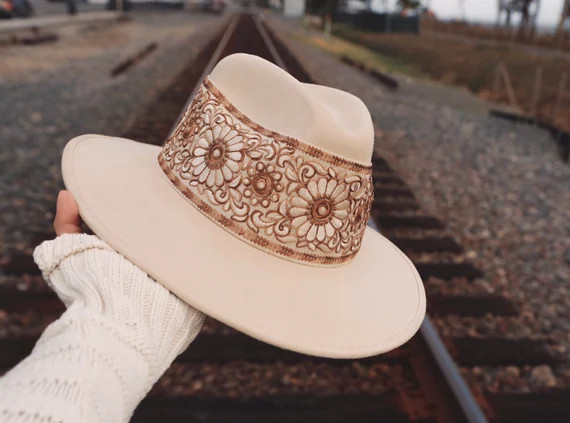 Fedora suede hat "Sofia" in ivory color | Etsy (US)