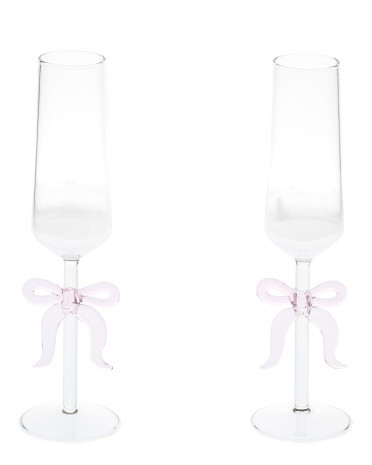 Set Of 2 Figural Ribbon Flute Glasses | TJ Maxx