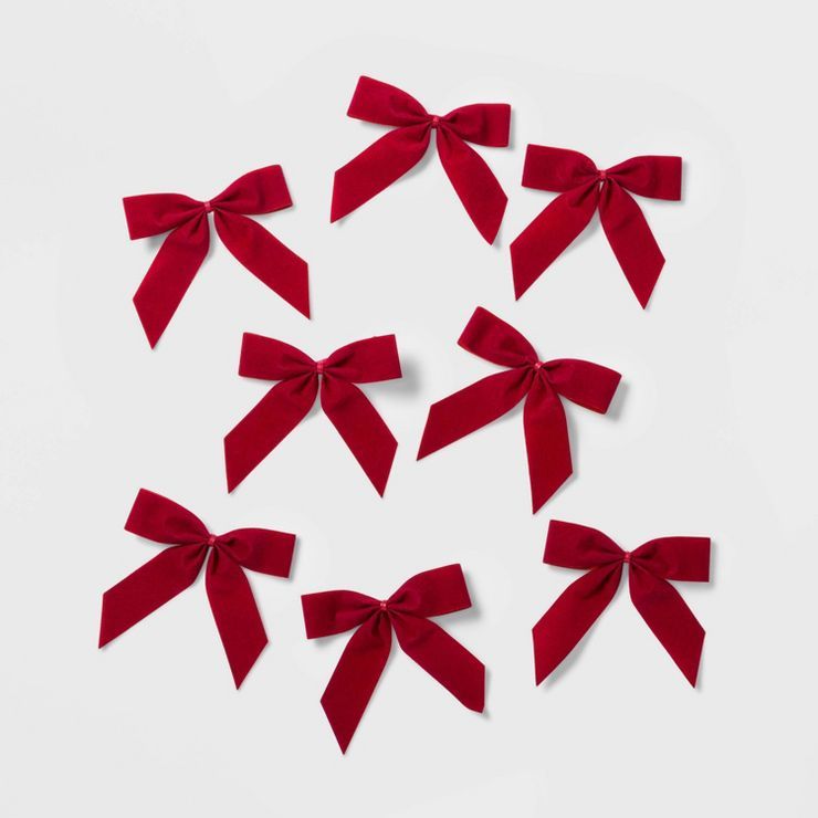 8ct 4.5in Velvet Christmas Bow Red - Wondershop™ | Target