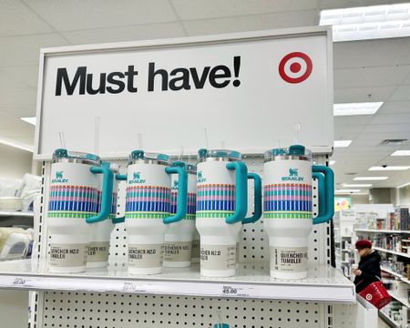 Seen at Target this morning in New York City, the Stanley x Target Flowstate Quencher 40oz Tumbler in Summer Plaid! #stanley #target #summerplaid
