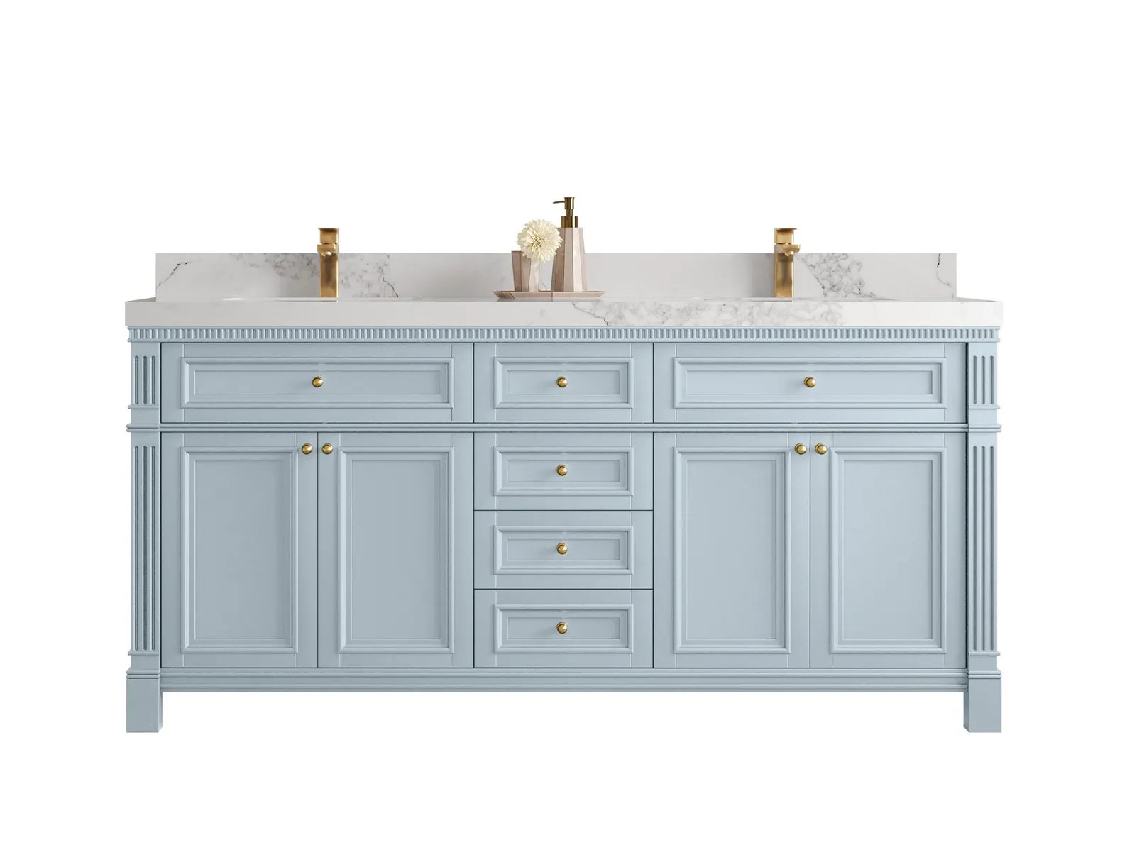 Paris 72 in W x 22 in D Free Standing Double Sink Bathroom Vanity in Blue Heather with Quartz or ... | Etsy (Global)