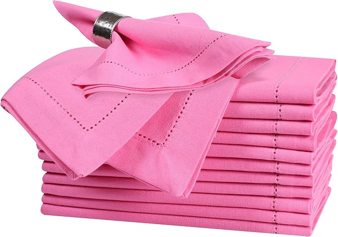 Cotton Cloth Napkins Set of 12-18x18 Inch Hemstitched Dinner Napkins, Machine Washable, Wild Orch... | Amazon (US)