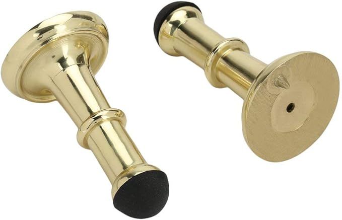 Set of 2 Polished Brass Door Stops - 3" Heavy Duty Door Stop - Rigid Door Stopper with Low Mounte... | Amazon (US)