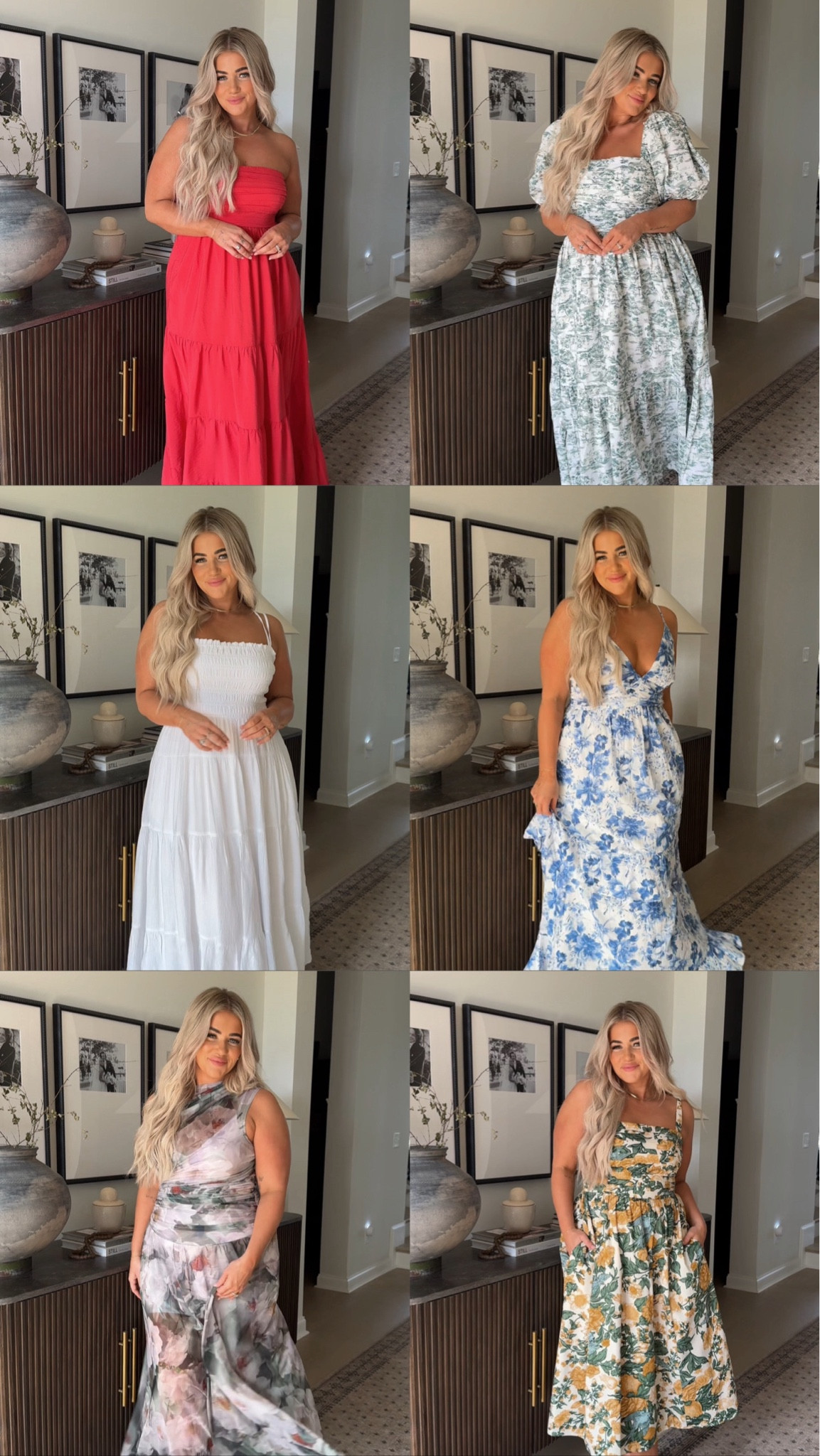 It’s dress season!!!! 🤍 #AbercrombiePartner this weekend is Dress Fest!!! Get 20% off all dresses + 15% off almost everything else with code “DRESSFEST. 🥳🎉 

Red dress, puff sleeve, yellow/green floral is a medium! I size down with anything that only fits at my chest because I’m a 36B 

Colorful mesh, blue floral, white maxi is a size large because they have less material in the hips so I stick to my true size for those. 

HOPE THIS HELPS!!!🤍✨