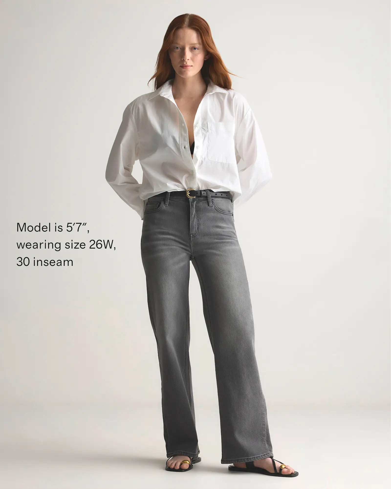 Bella Stretch Relaxed Straight Jeans in Stonewashed Grey | Quince