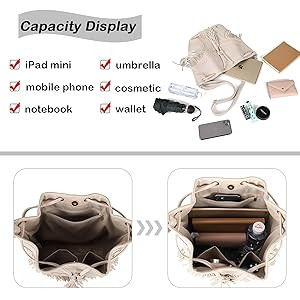 Leather Bucket Bags for Women Crossbody Purses with Drawstring Ladies Tassel Hobo and Shoulder Ha... | Amazon (CA)