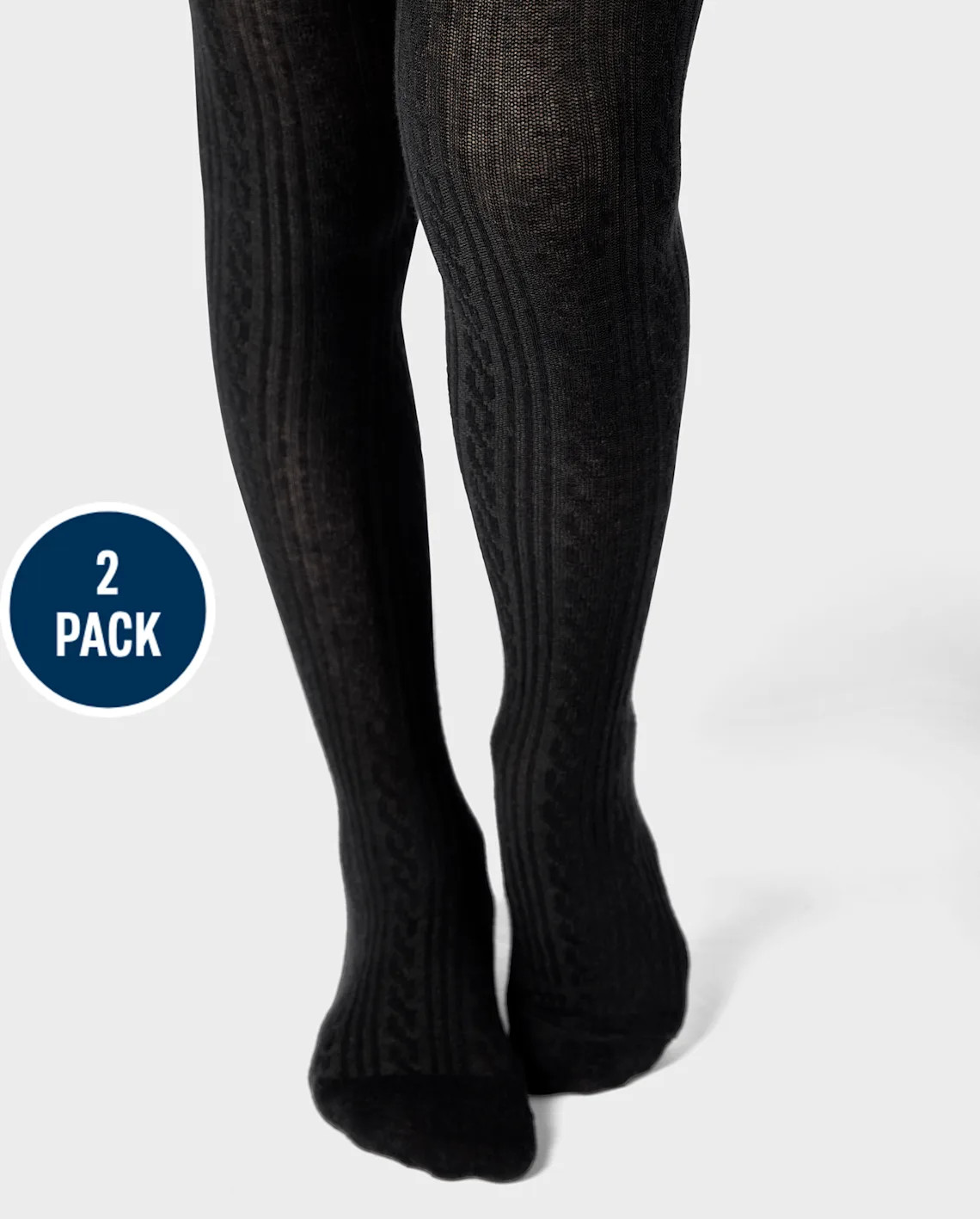 Girls Cable Knit Tights 2-Pack - black | The Children's Place