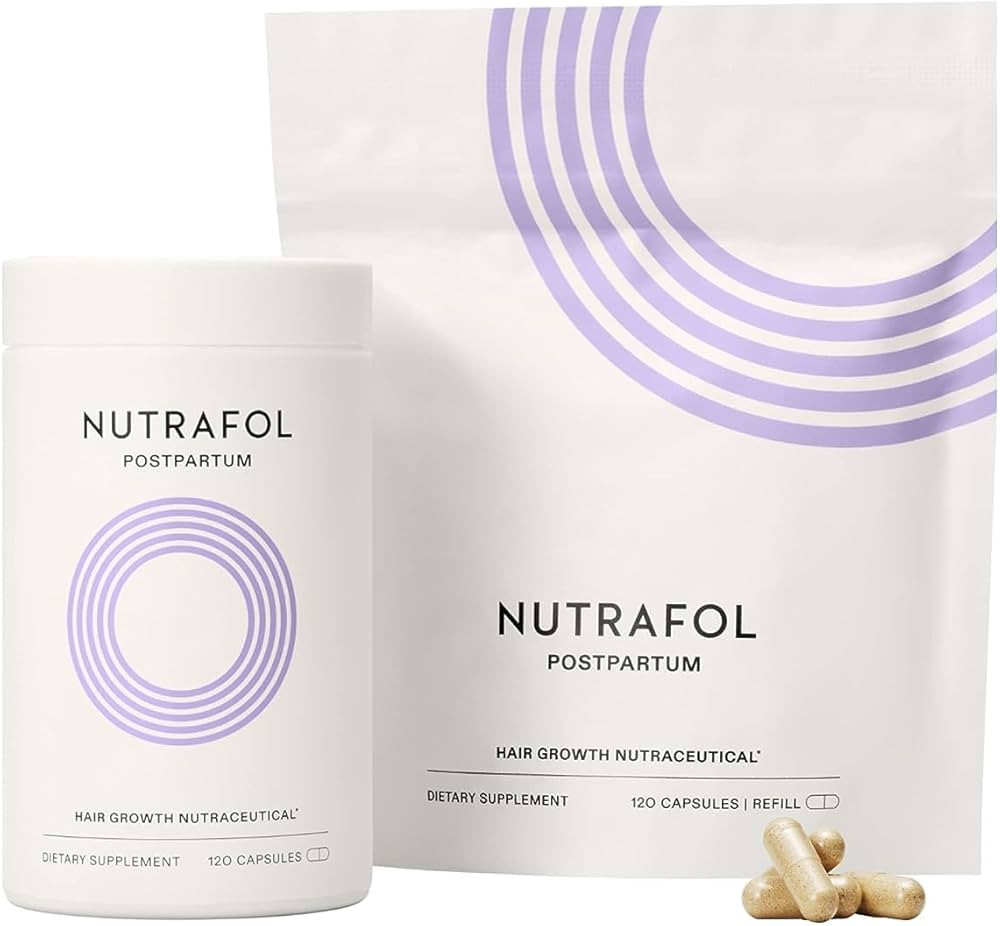 Nutrafol Postpartum Hair Growth Supplements, Clinically Tested for Visibly Thicker Hair and Less ... | Amazon (US)