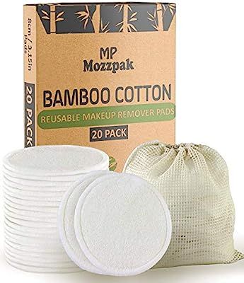 MP Mozzpak (20 Pack) Organic Reusable Makeup Remover Pads | Natural Bamboo Cotton Rounds for Tone... | Amazon (US)