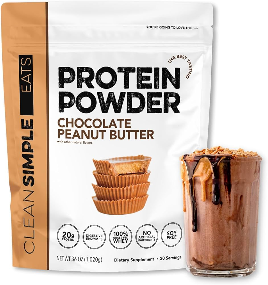 Clean Simple Eats Whey Protein Powder, Chocolate Peanut Butter Flavor Naturally Sweetened, 100% G... | Amazon (US)
