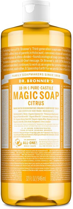 Dr. Bronner's Pure-Castile Magic Soap Liquid (Citrus, 32 Ounce - Made with Regenerative Organic C... | Amazon (US)