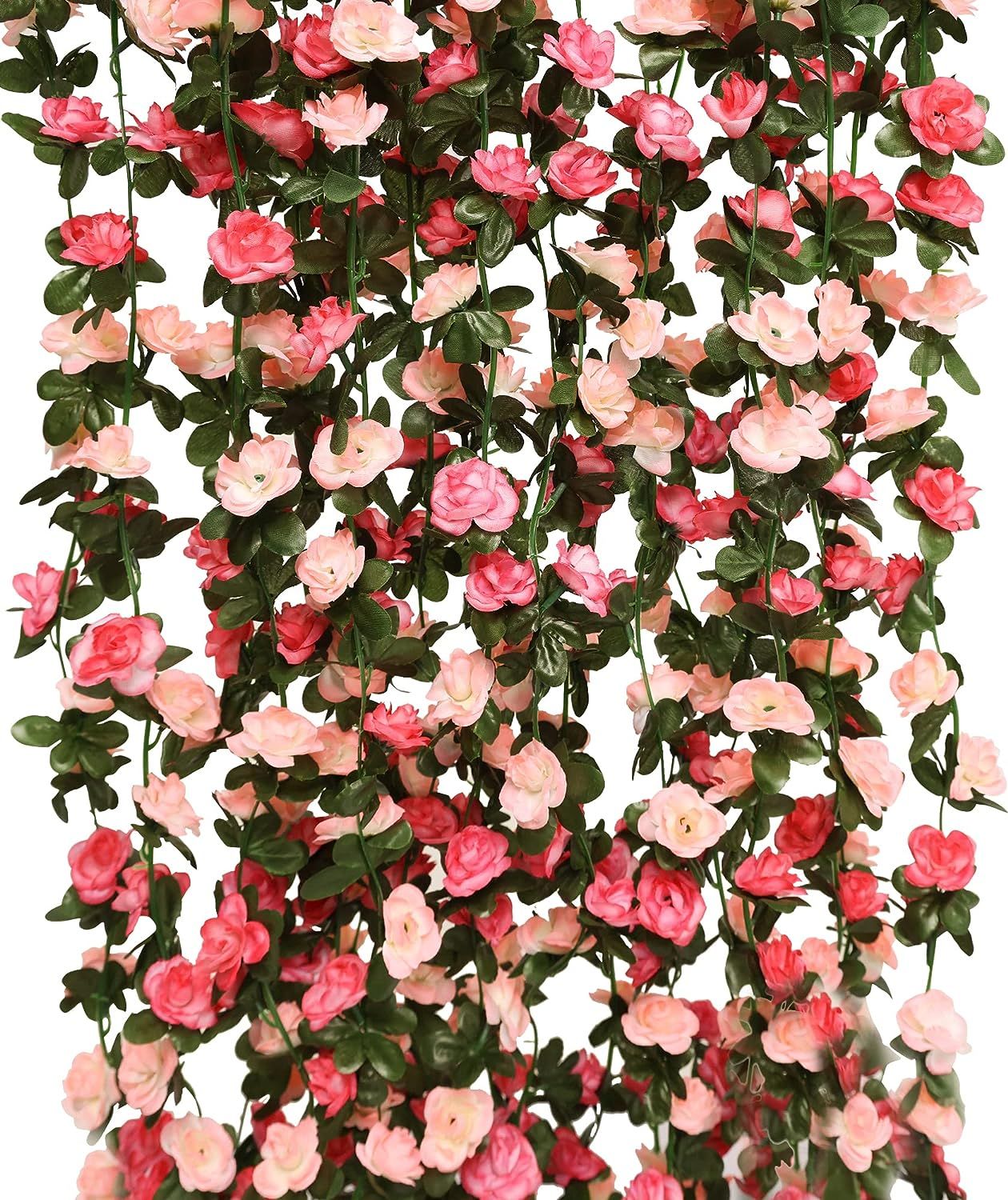 PARTY JOY 5pcs 41Ft Flower Garland Fake Rose Vine Artificial Flowers Hanging Rose Ivy Hanging Bas... | Amazon (US)