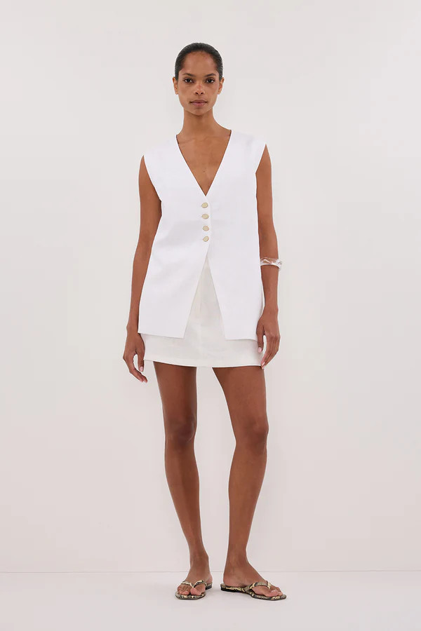 EVA OFF WHITE LINEN SKORT | DISSH