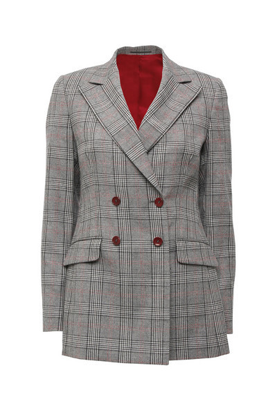 Anna James Double Breasted Prince of Wales Black & White Check Wool Blazer - Trouva | Trouva (Global)