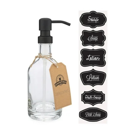 Heavyweight Glass Soap and Lotion Dispenser with Black Metal Pump - 12 ounce - by Jarmazing Products | Walmart (US)