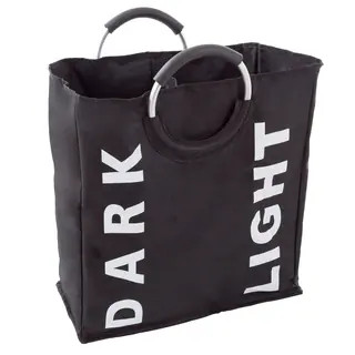 Double Laundry Hamper Sorter- Collapsible Canvas Clothes Basket with Dual Sorting Sections and Ro... | Bed Bath & Beyond