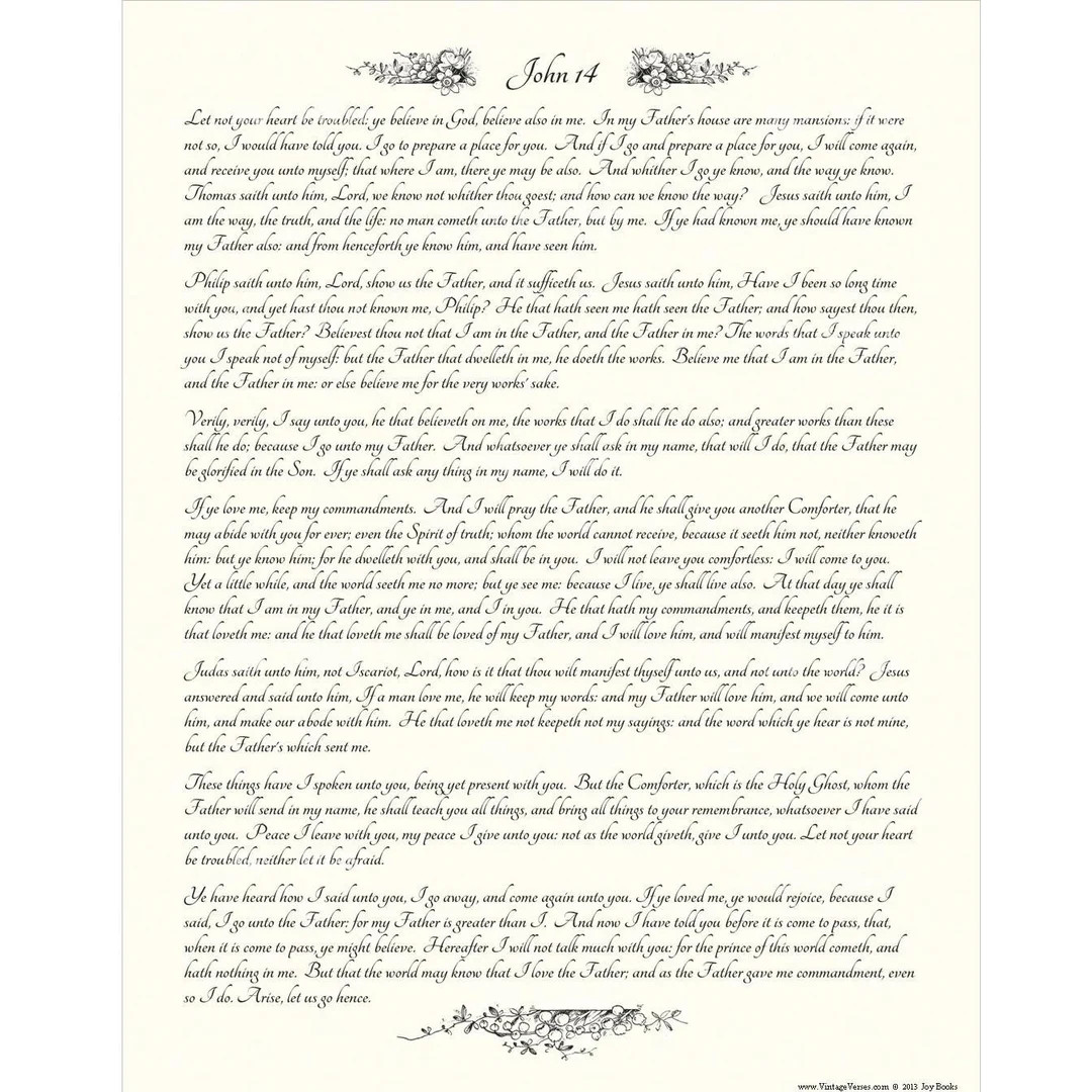 St John Chapter 14 KJV Bible Verse Wall Art Christian Home & Office Decor Scripture Calligraphy A... | Etsy (US)