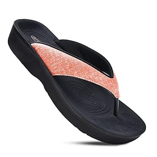 AEROTHOTIC Comfy Flip Flops for Women with Arch Support Orthotic Footbed Stylish Faux Leather Pad... | Amazon (US)