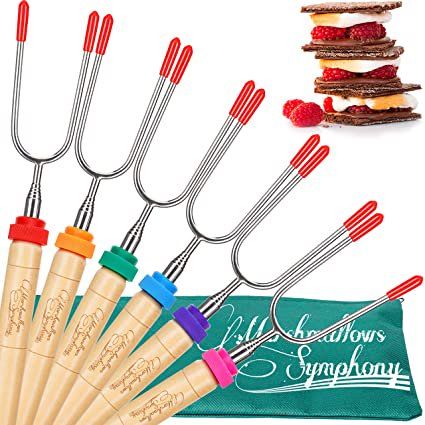 Carpathen Campfire Roasting Sticks for Marshmallow and Hot Dog - Set of 6 Telescopic Smores Skewers  | Walmart (US)