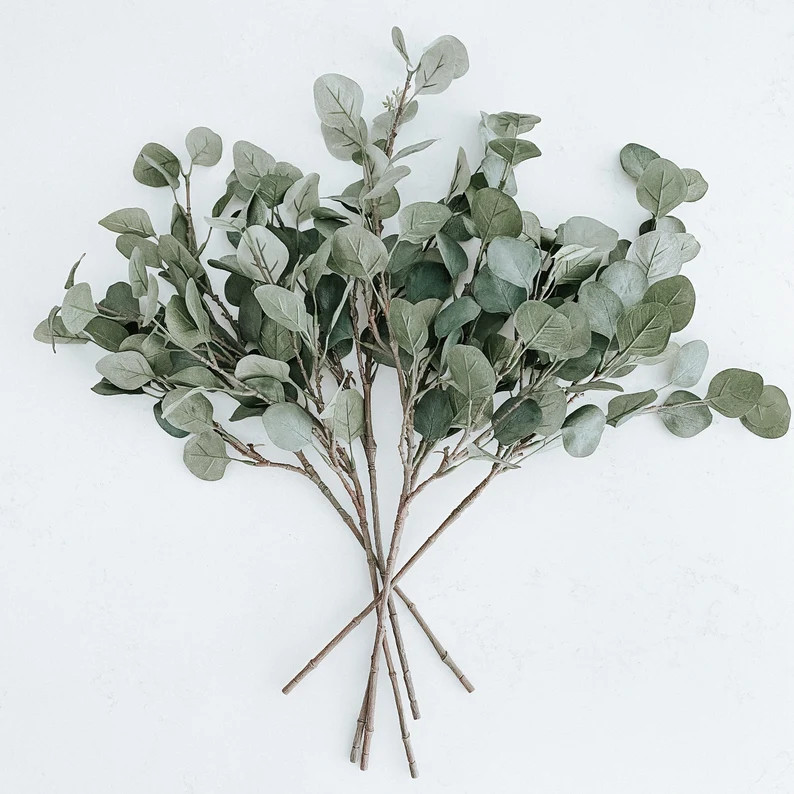 Eucalyptus Stem, Fake Greenery, Artificial Eucalyptus, Silver Dollar Eucalyptus, Faux Eucalyptus,... | Etsy (US)