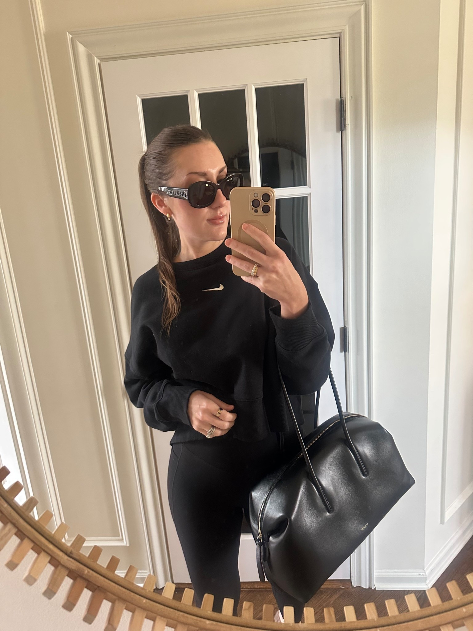 Sweatshirts and leggings still in rotation in spring bc ac in the south is no joke. 🥶 
Fav Nike sweatshirt medium
Leggings small 

#LTKootd