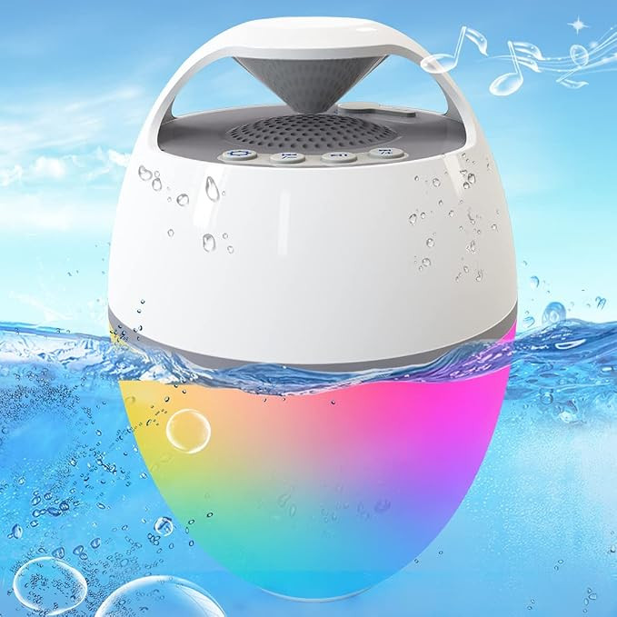 Floating Pool Speaker With Lights, Portable Bluetooth IP68 Waterproof Hot Tub Speaker for Outdoor... | Amazon (US)