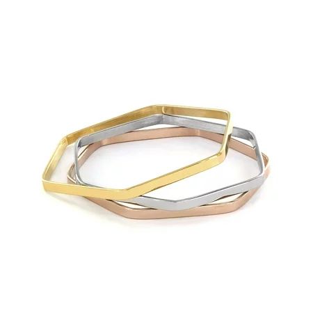 Set of 3 Tri-Color Hexagon Bangle Bracelet Set | Walmart (US)