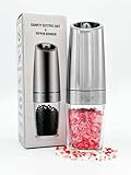 Admired By Nature Electric Salt and Pepper Grinder, Battery-Operated with Adjustable Coarsenessa, Blue LED light and Automatic one handed grinder, ABN5M009-SLVR, Silver | Amazon (US)