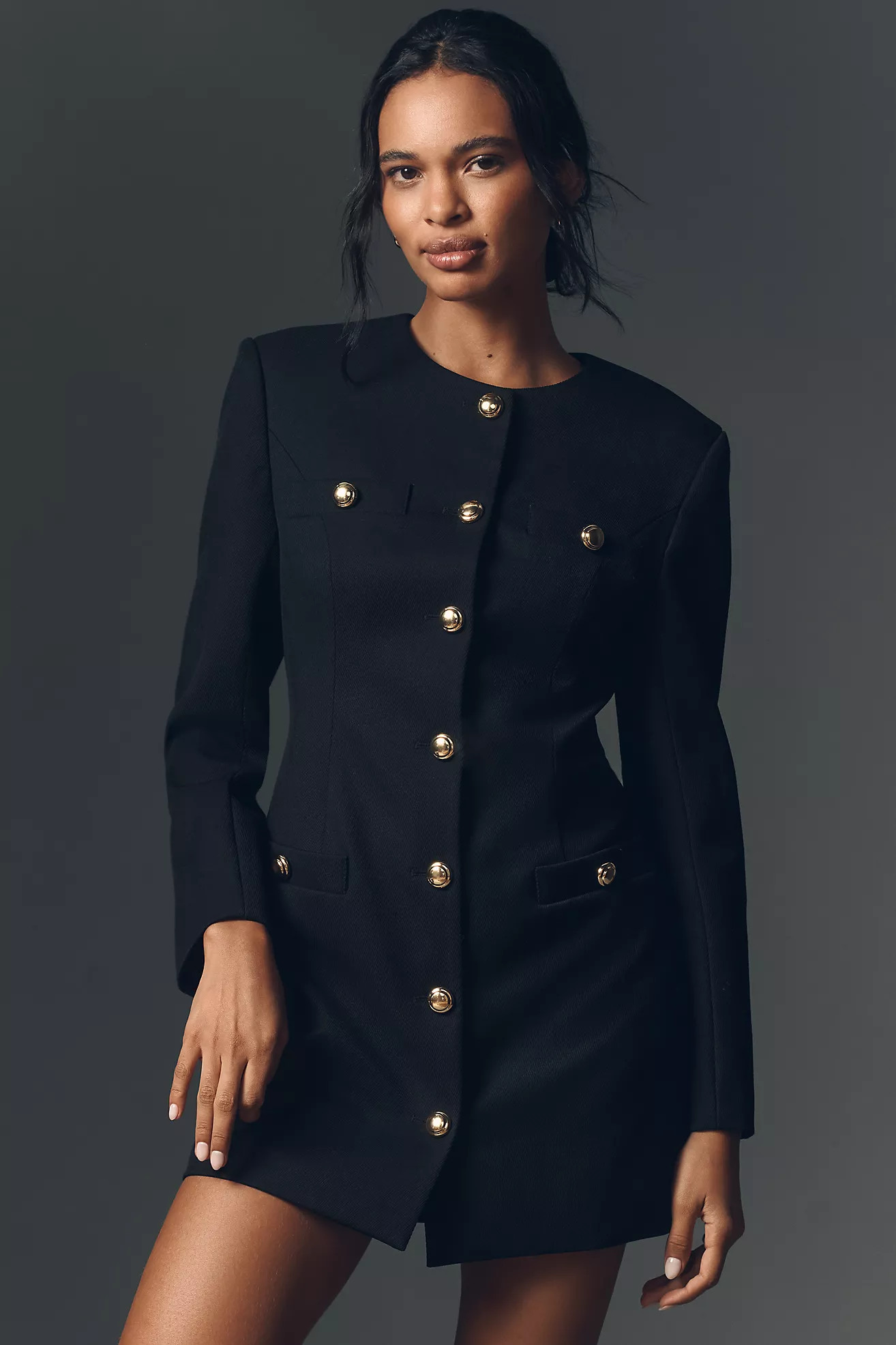 English Factory Button-Front Mini Shift Dress | Anthropologie (US)