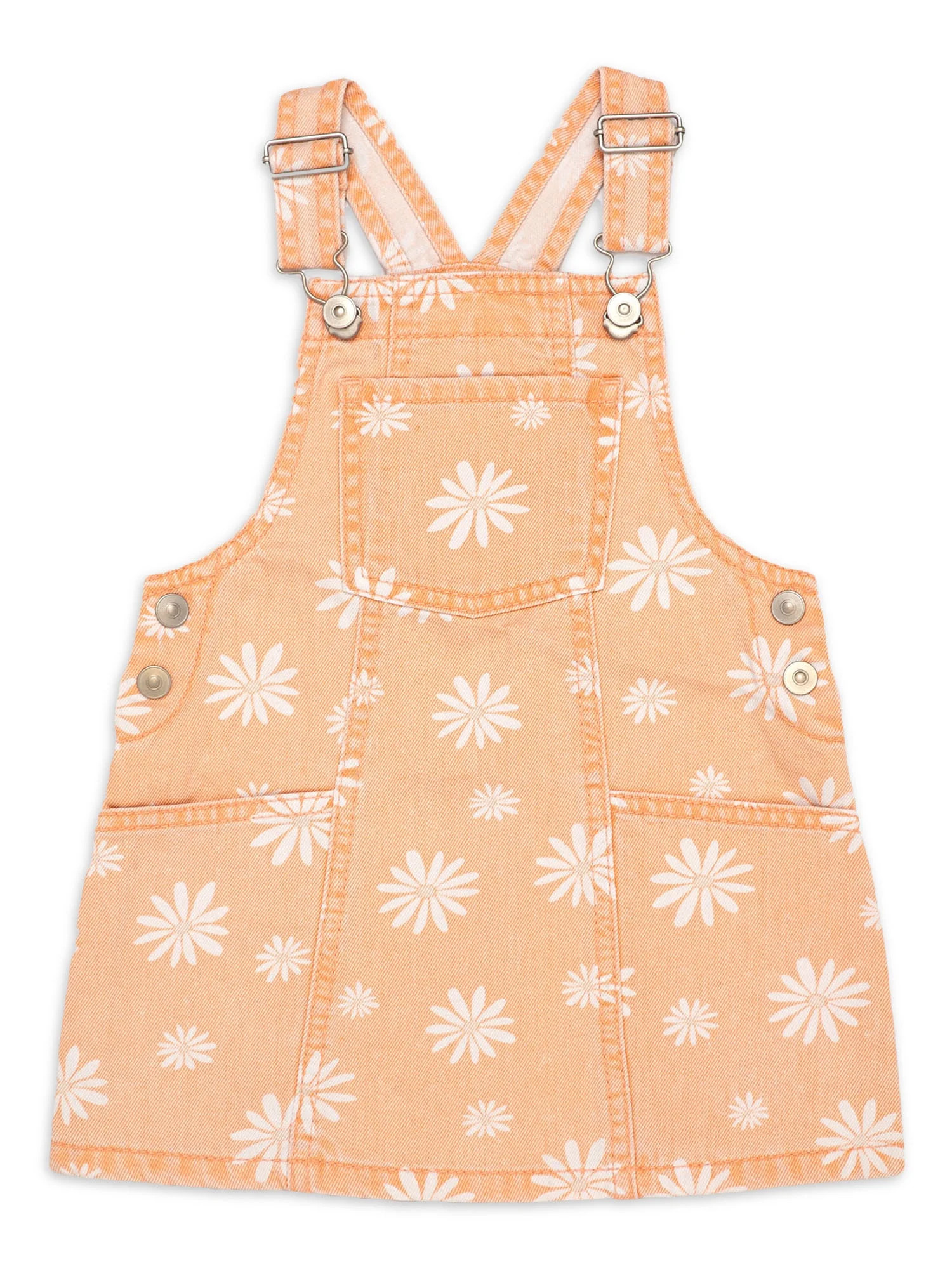 Wonder Nation Toddler Girls Daisy Denim Jumper, Sizes 2 Toddler-18 Months | Walmart (US)