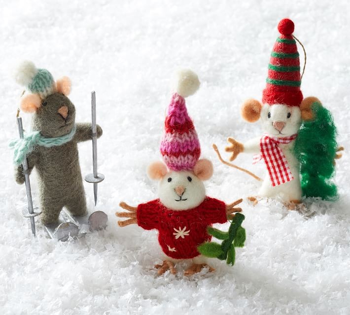Felt Mice Ornaments - Set of 3 | Pottery Barn (US)