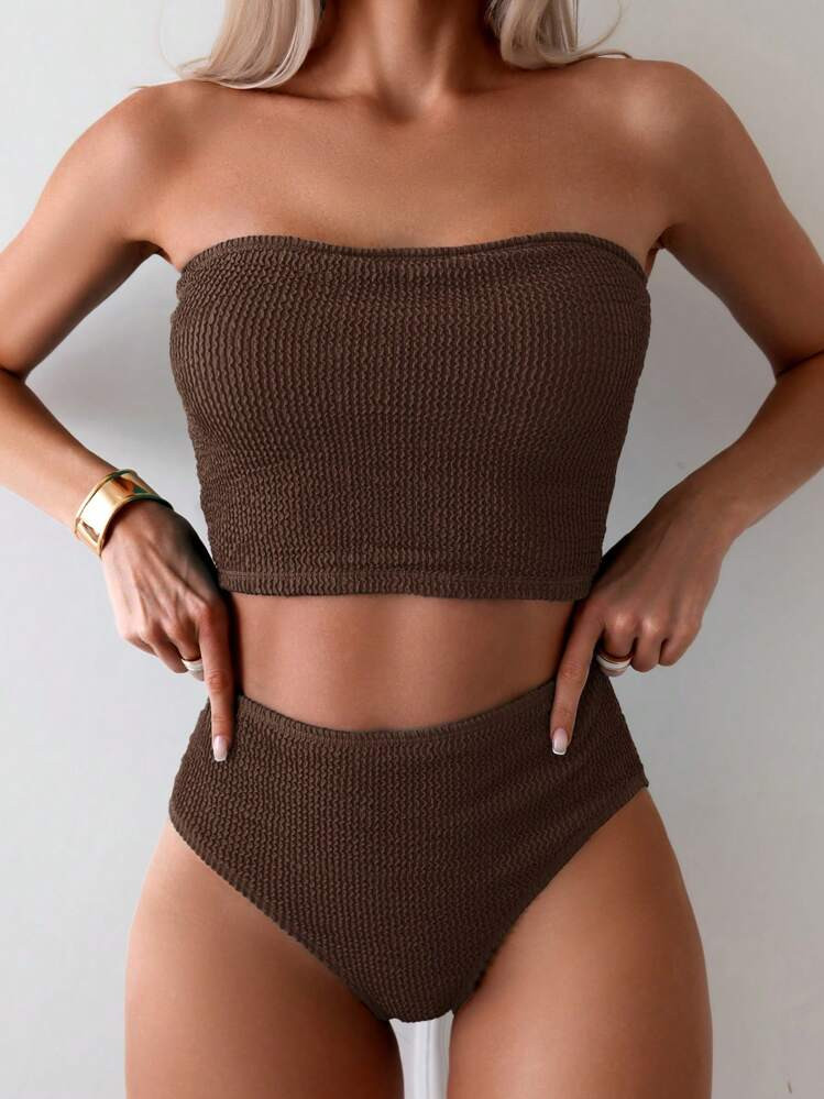 Summer vacation two piece bandeau swimsuit | SHEIN