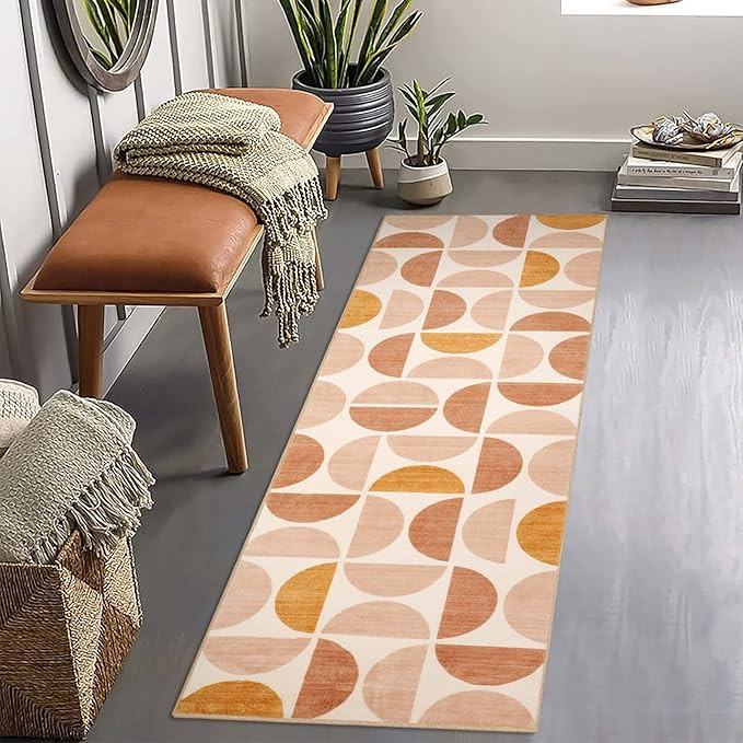 Lahome Boho Bathroom Runner Rug - 2x6 Rug Runners for Hallways 6 Feet Non Slip Soft Geometric Was... | Amazon (US)