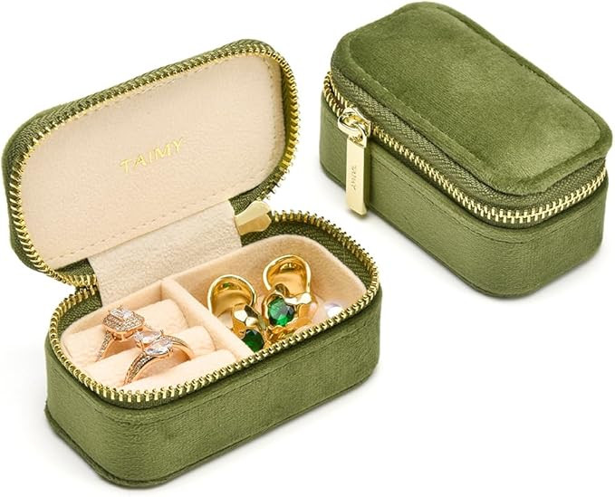 Small Travel Jewelry Case, Mini Tiny Plush Velvet Jewelry Box for Women and Girls, Pocket Size Je... | Amazon (US)