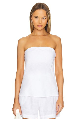 DONNI. Linen Tube Top in Powder from Revolve.com | Revolve Clothing (Global)