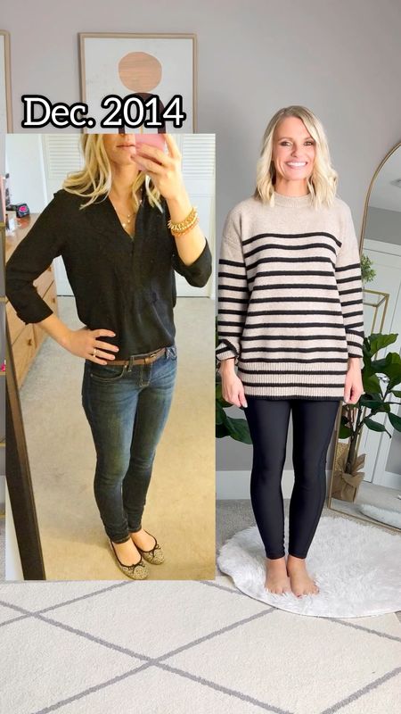 What I wore then vs. what I wore now. I’m updating this classic outfit with a few modern pieces that I currently have in my wardrobe! 
Jeans- small/regular
Shirt- xs
Shoes- 7.5

#LTKfindsunder100 #LTKstyletip #LTKfindsunder50
