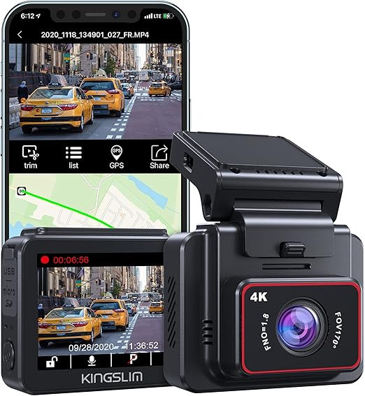 Kingslim D5-4K Dash Cam with WiFi - Front Dash Camera for Cars with GPS and Speed, Sony Night Vis... | Amazon (US)