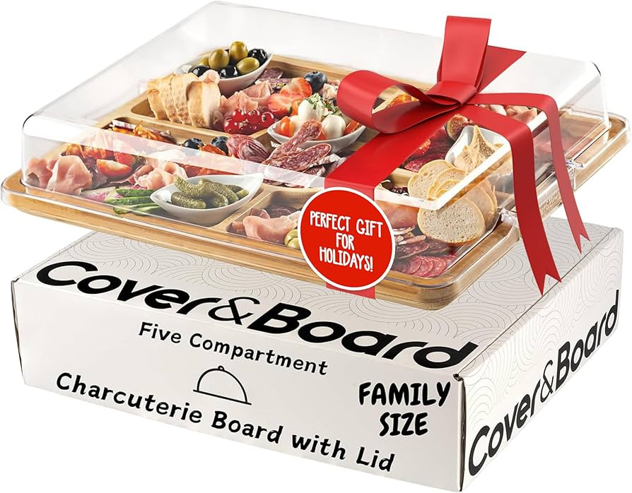 Cover&Board 2-in-1 Charcuterie Board with Lid and Cutting Board, 5 Compartments, Travel Charcuter... | Amazon (US)