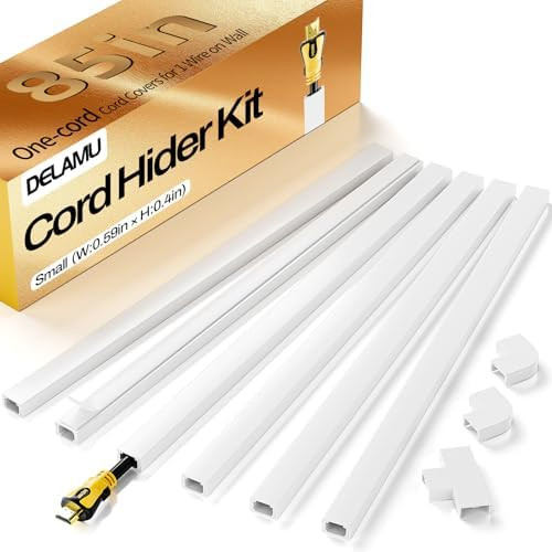 Delamu Cord Hider, Cord Covers for Wires on Wall, One-Cord Cable Hider, Self-Adhesive Wire Hiders... | Amazon (US)