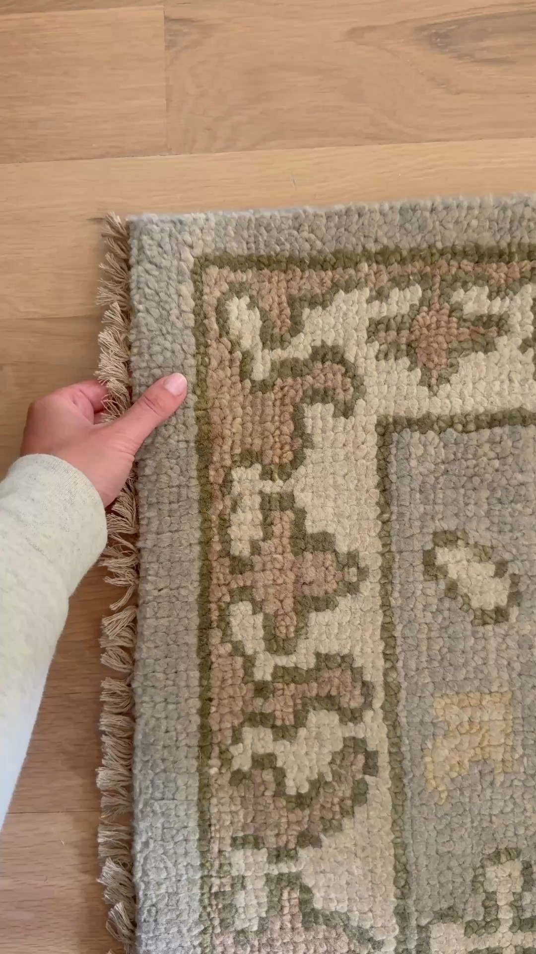 A closer look at this beautiful 100% wool rug from Quince. Hand-knotted with excellent craftsmanship, a timeless pattern, and the prettiest mix of soft, muted colors. I love choosing natural fibers for a cleaner home, and the quality of this one exceeded my expectations. The pile is just right, and it’s SO much softer underfoot than I anticipated. Such a beautiful investment piece at an approachable price point. 🤍

#LTKHome #LTKSaleAlert #LTKdayinmylife
