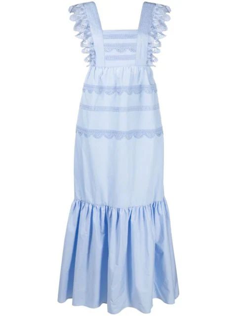 Self-Portrait Broderie Anglais Trim Maxi Dress - Farfetch | Farfetch (UK)