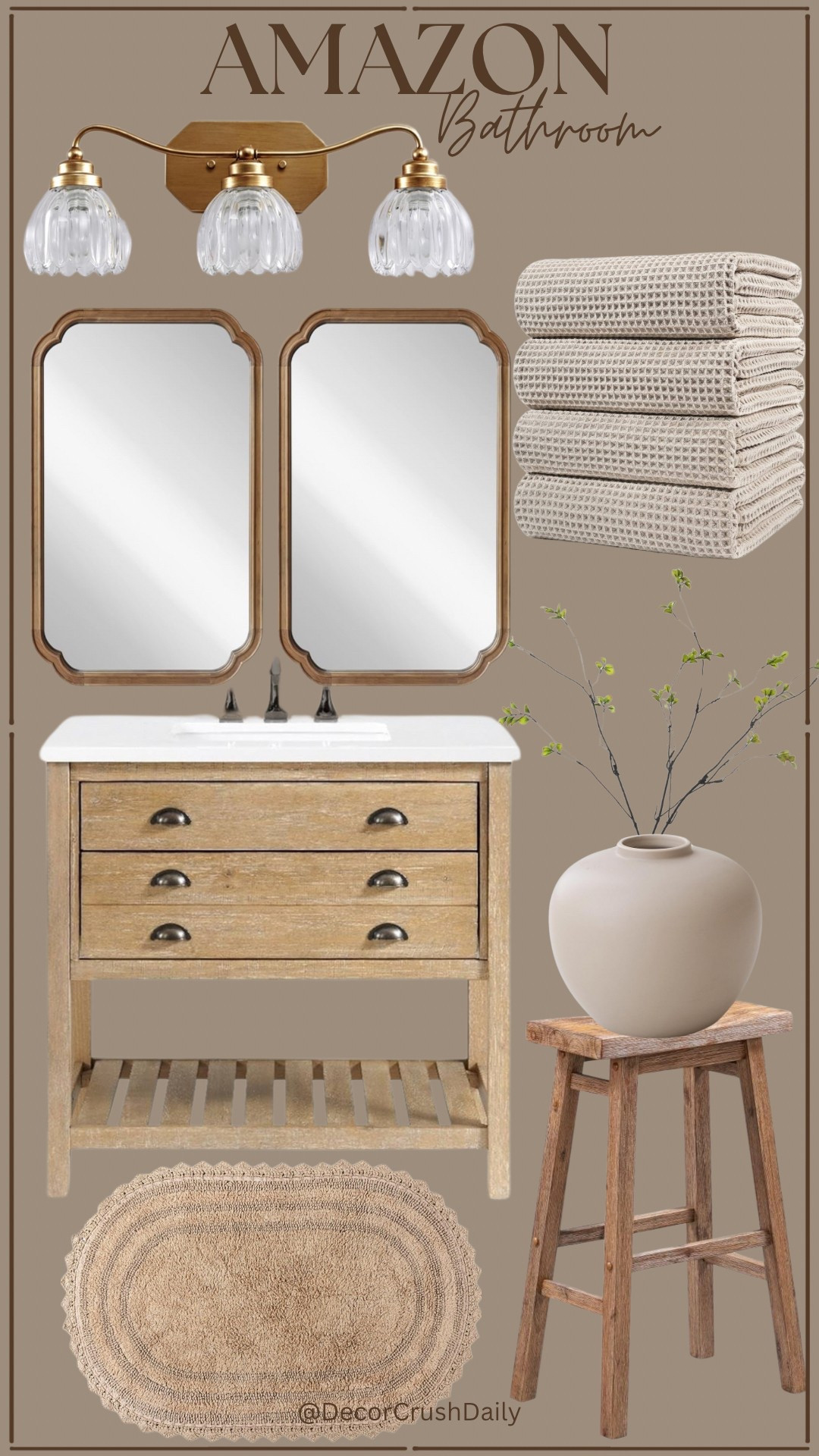 Amazon bathroom finds

Vanity// end table// vase// mirror// waffle towel// vanity light 

#LTKHome #LTKStyleTip