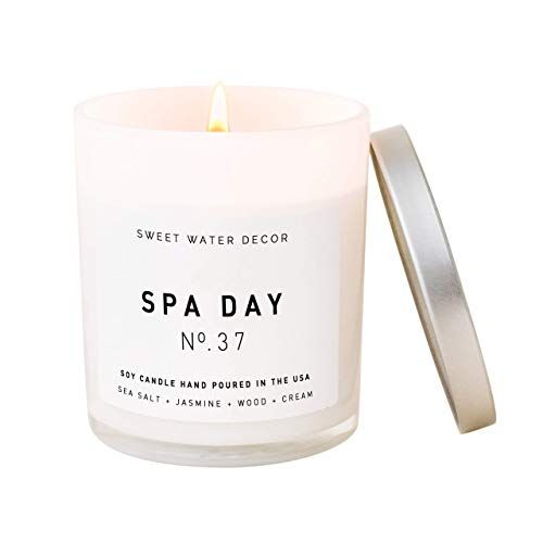 Sweet Water Decor Spa Day Candle | Sea Salt, Jasmine, and Wood Relaxing Scented Soy Candles for Home | Amazon (US)