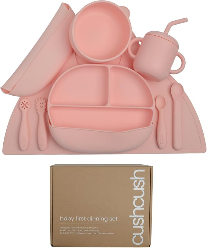 Cushcush Silicone Baby Feeding Set, Baby Led Weaning Supplies, First Stage Solid Food eating Uten... | Amazon (US)