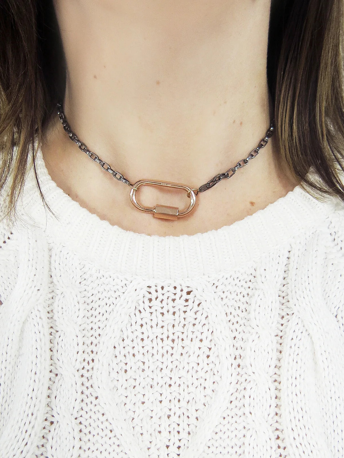 Blackened Sterling Silver and Yellow Gold Biker Chain | YLANG 23